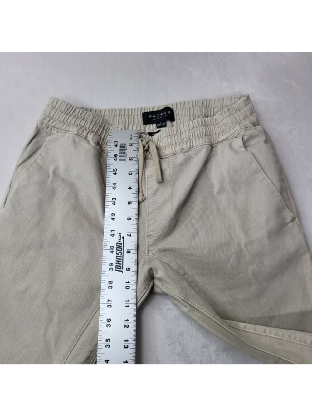 Pacsun Men's Active Stretch Beige Drawstring Zippered Ankle Jogger Pants Size S - Picture 7 of 12
